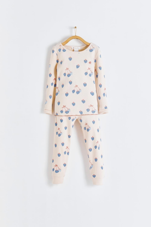 Premium Cotton Berrypop Snug Fit Long Pajama Set for Toddler. Front view