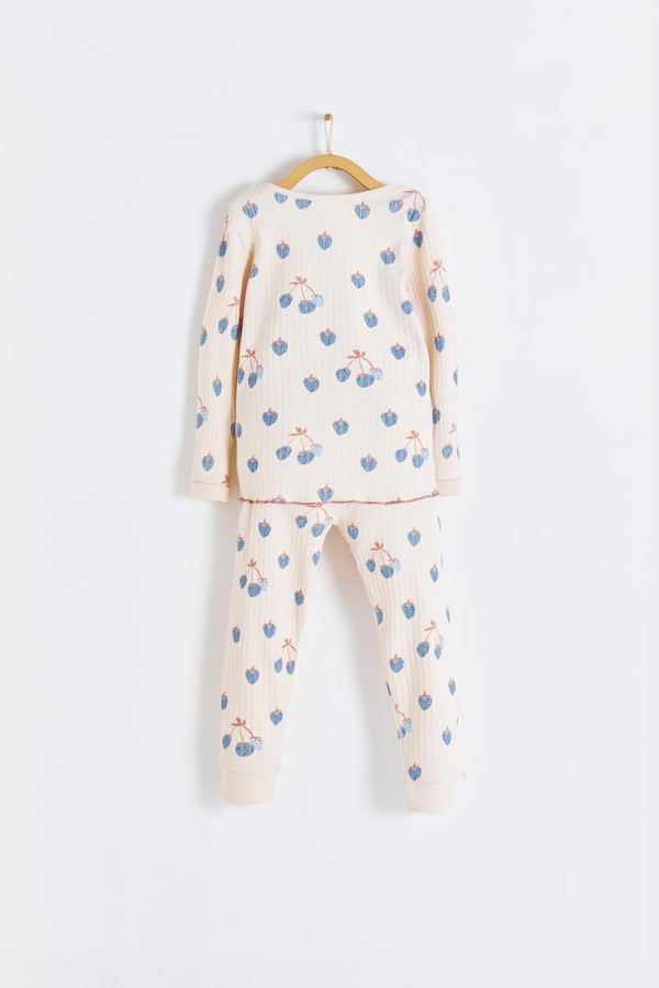 Premium Cotton Berrypop Snug Fit Long Pajama Set for Toddler. Back view 