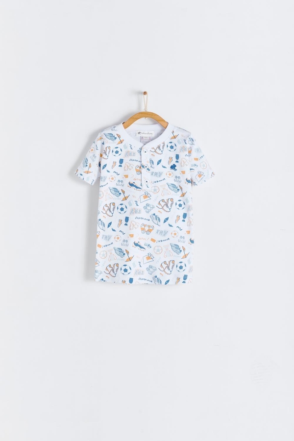 Premium Peruvian Pima Cotton Inter Short Sleeve PajamaTee for Toddler. Front view