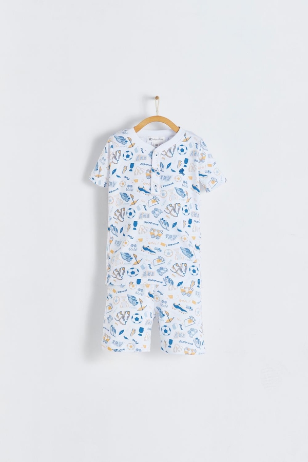 Premium Peruvian Pima Cotton Inter Short Tee & Short Pajama Set for Toddler. Front view