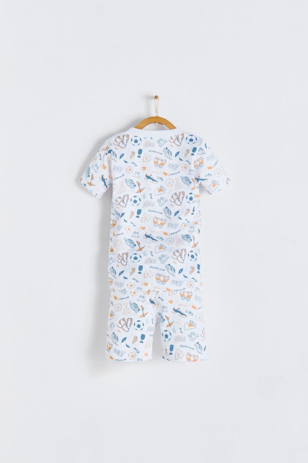 Premium Peruvian Pima Cotton Inter Short Tee & Short Pajama Set for Toddler. Back view
