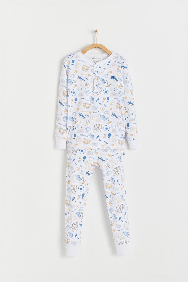 Premium Peruvian Pima Cotton Inter Snug Fit Long Pajama Set for Toddler. Front view