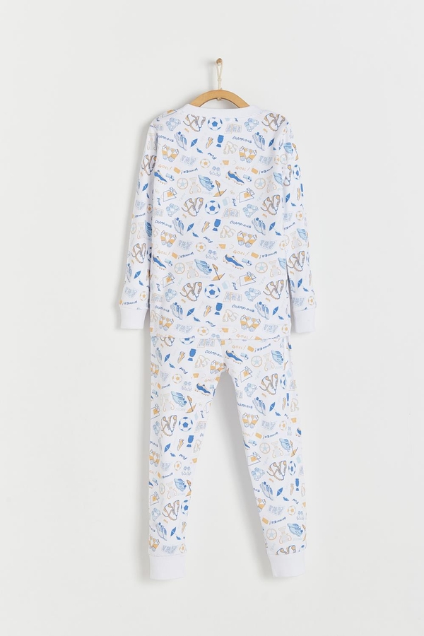 Premium Peruvian Pima Cotton Inter Snug Fit Long Pajama Set for Toddler. Back view