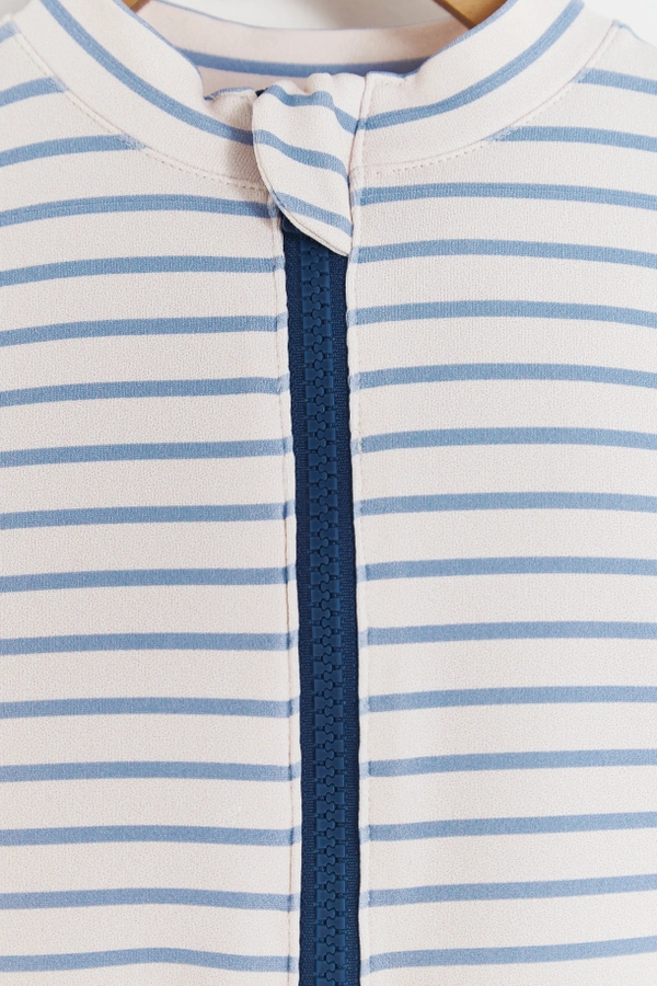 Premium Quality Stripes Long Sleeve 1-Piece Rashguard for Infant. Pattern view