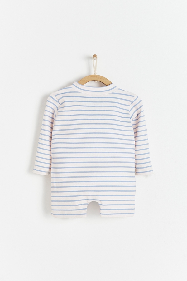 Premium Quality Stripes Long Sleeve 1-Piece Rashguard for Infant. Back view