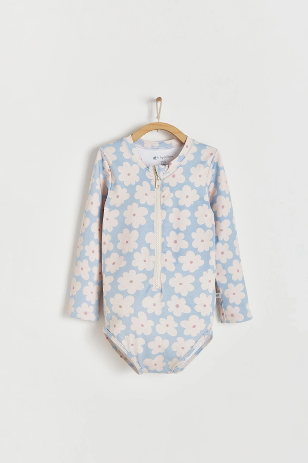 Premium Quality Garden Long Sleeve 1-Piece Rashguard for Toddler. Front view