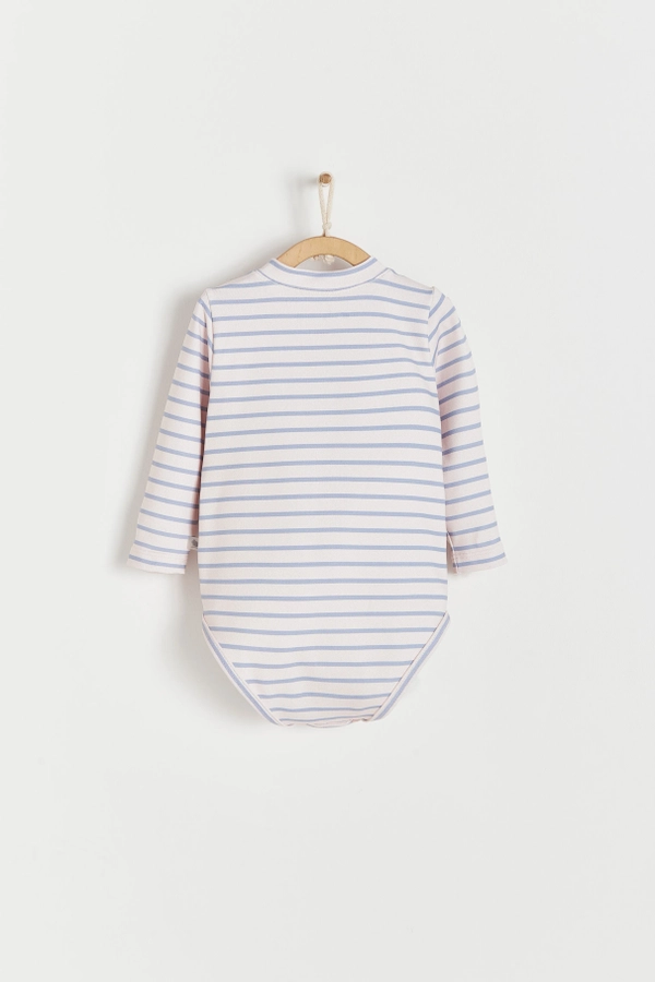Premium Quality Stripes Long Sleeve 1- Piece Rashguard for Infant. Back view