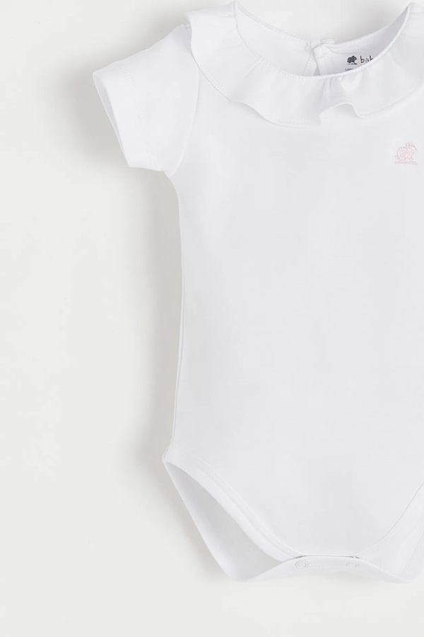 Pima Ruffle Collar Short Sleeve Bodysuit