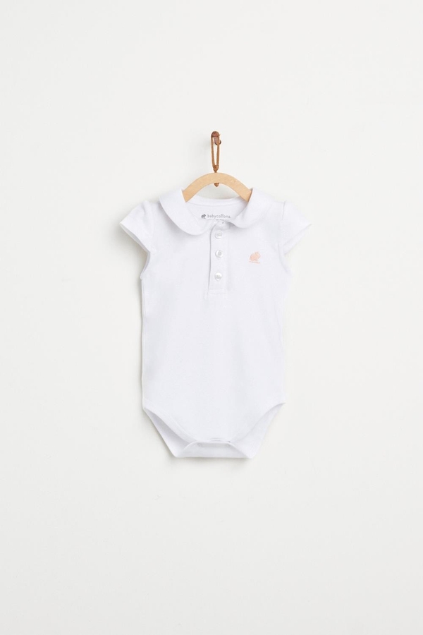 Baby Collar Short Sleeve Bodysuit. Front view