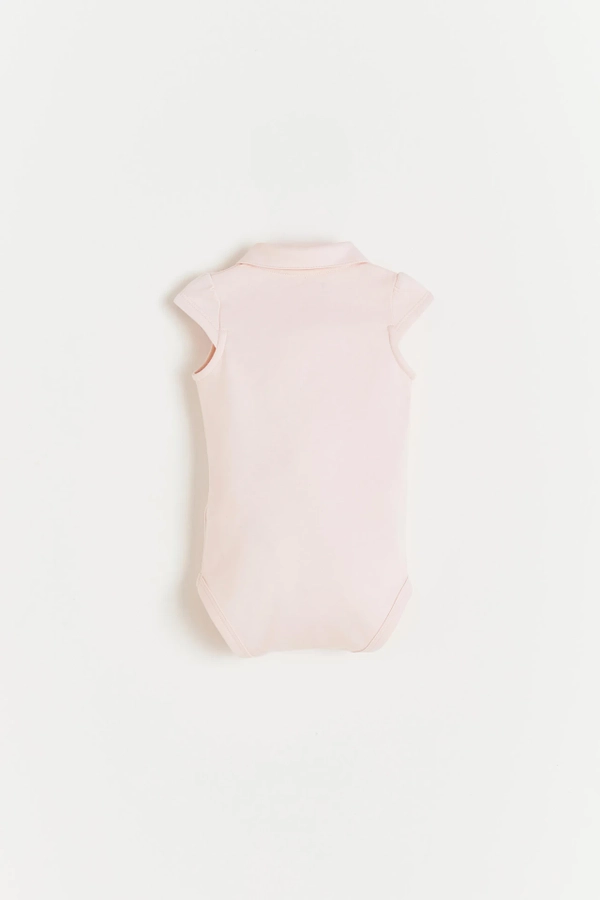Baby Collar Short Sleeve Bodysuit. Back view