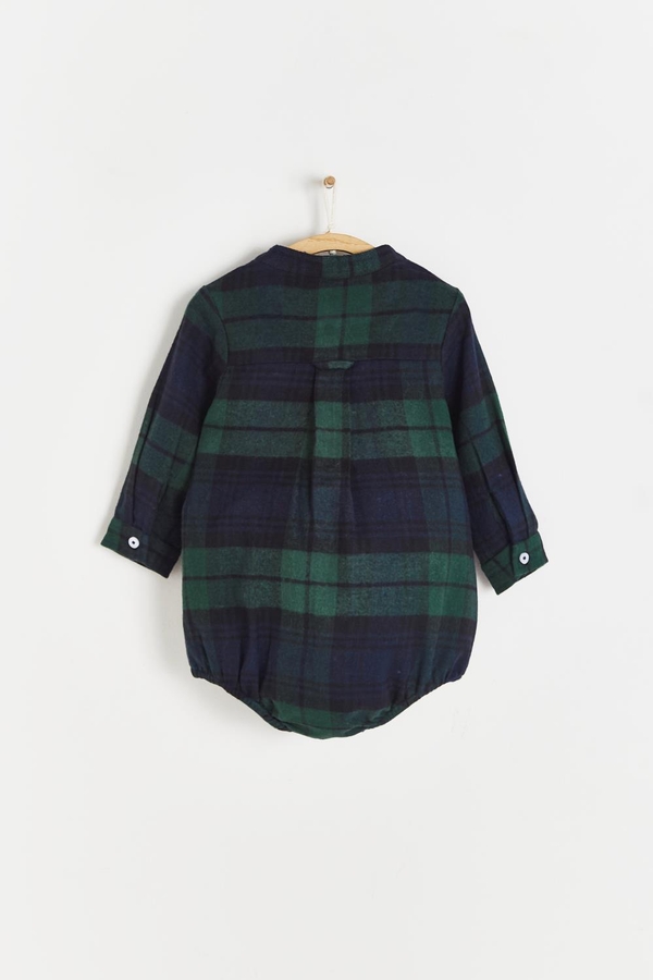 Premium Cotton Christmas plaid Shirt Bodysuit For Infant | Back