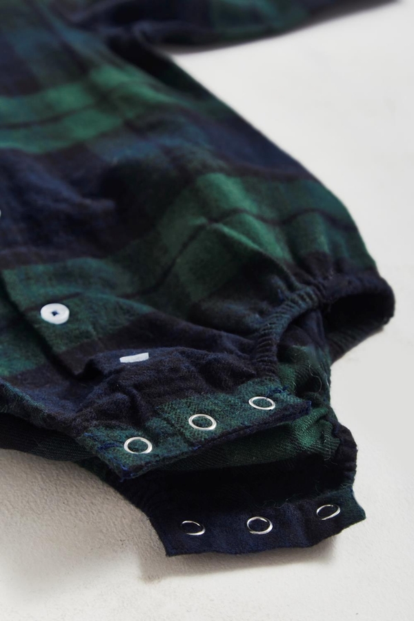 Premium Cotton Christmas plaid Shirt Bodysuit For Infant | Snaps Detail