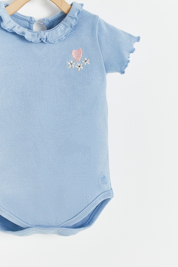 Shelves Ribbed Cotton Short Sleeve Bodysuit