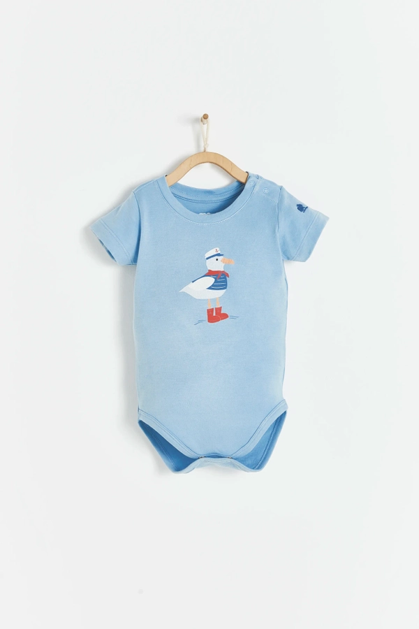 Seagull Print Short Sleeve Bodysuit
