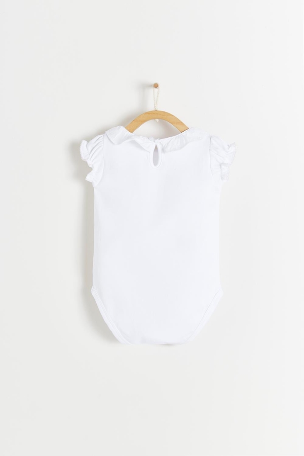 Essentials Ruffles Short Sleeve Bodysuit. Back view