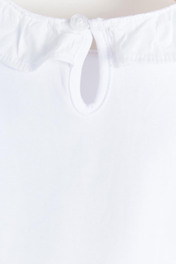 Essentials Ruffles Short Sleeve Bodysuit. Back button view