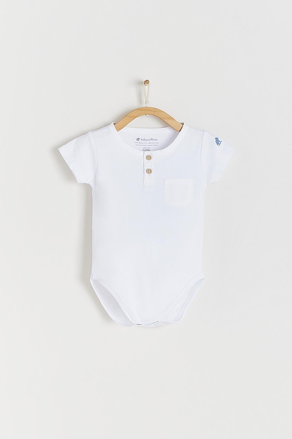 Essentials Henley Bodysuit. Front view