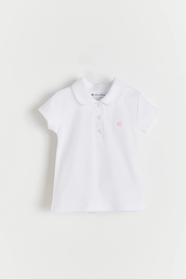 Pima Round Collar Short Sleeve Top. Front view