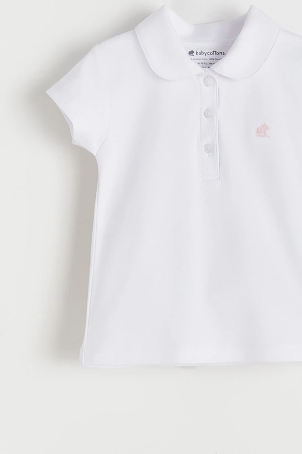 Pima Round Collar Short Sleeve Top. Detail view