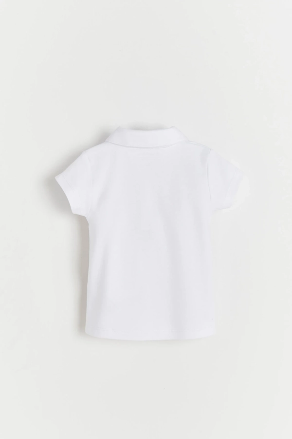 Pima Round Collar Short Sleeve Top. Back view