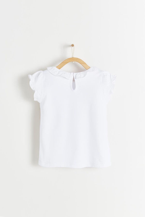 Essentials Ruffles Short Sleeve Top. Back view