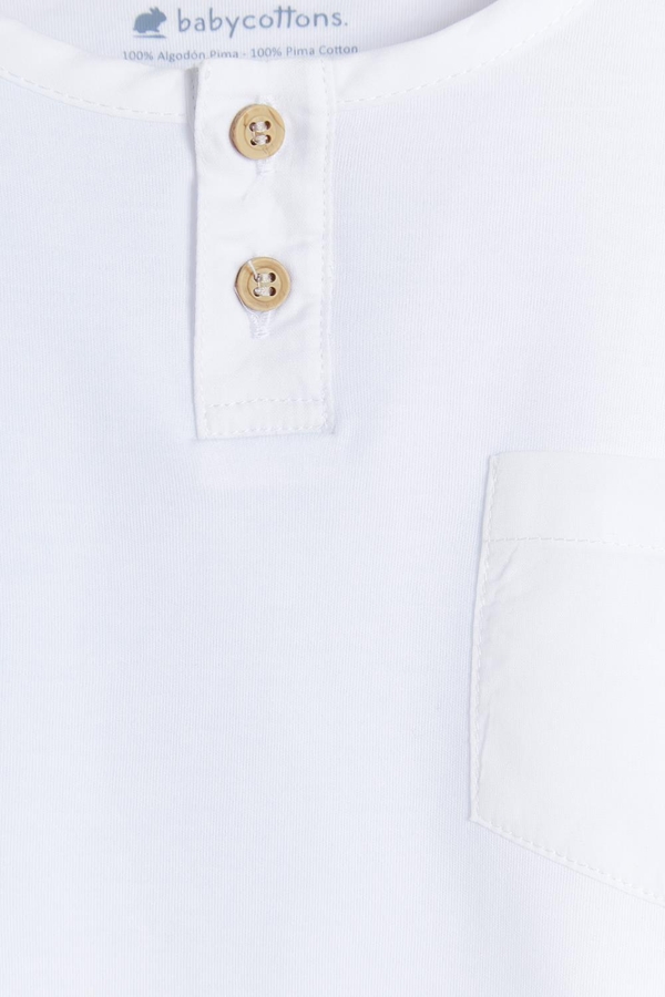 Essentials Henley Tee. Button detail view