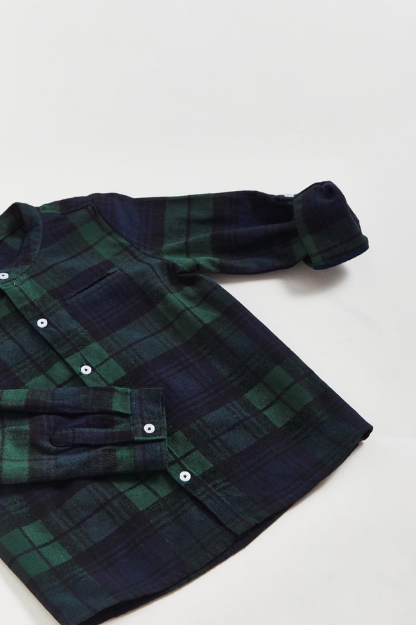 Premium Cotton Christmas Plaid Shirt For Toddler | Front Detail