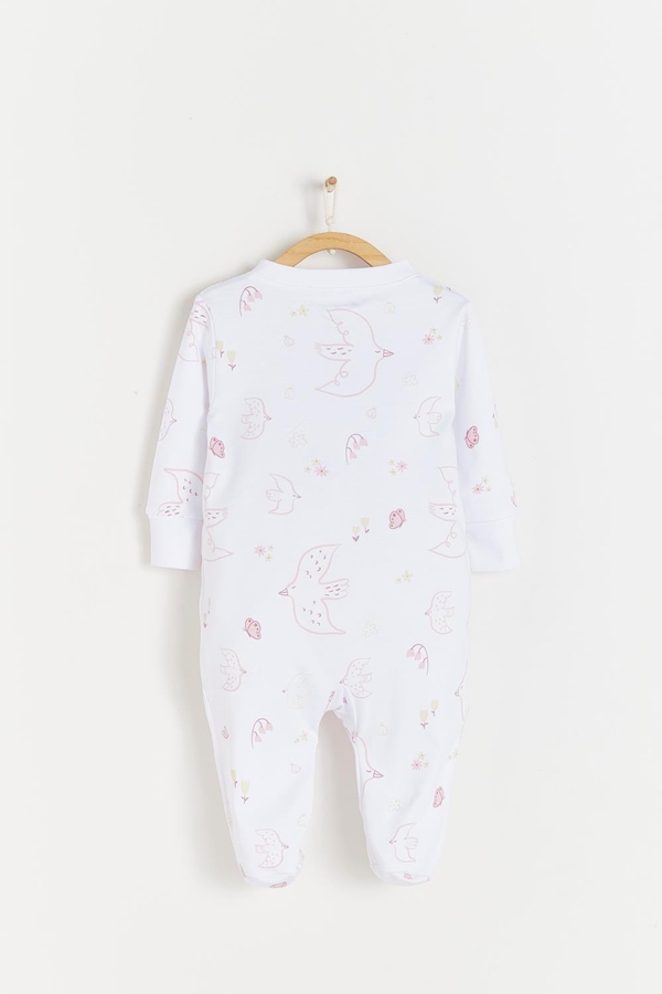 Premium Peruvian Pima Cotton Danet Double Zip Footie Pajamas For Infant. Back view