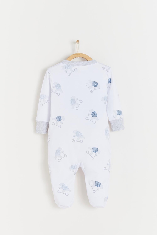 Premium Peruvian Pima Cotton Brady Double Zip Footie Pajamas For Infant. Back view