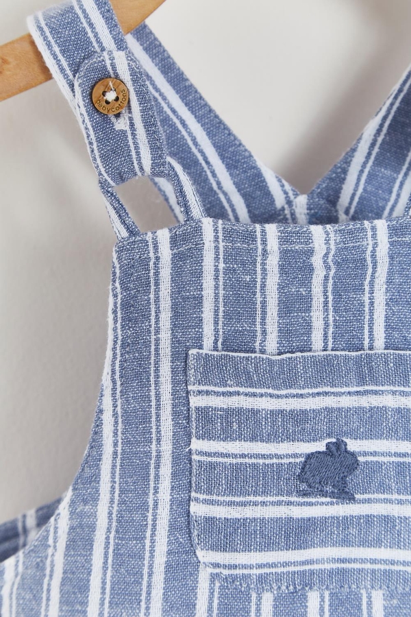 Premium Cotton Rani Overall for Infant. Button and pocket detail view