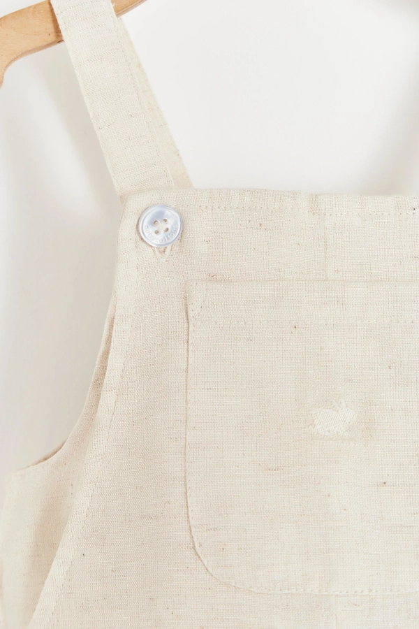 Premium Cotton Linen Shortall for Infant. Front button view