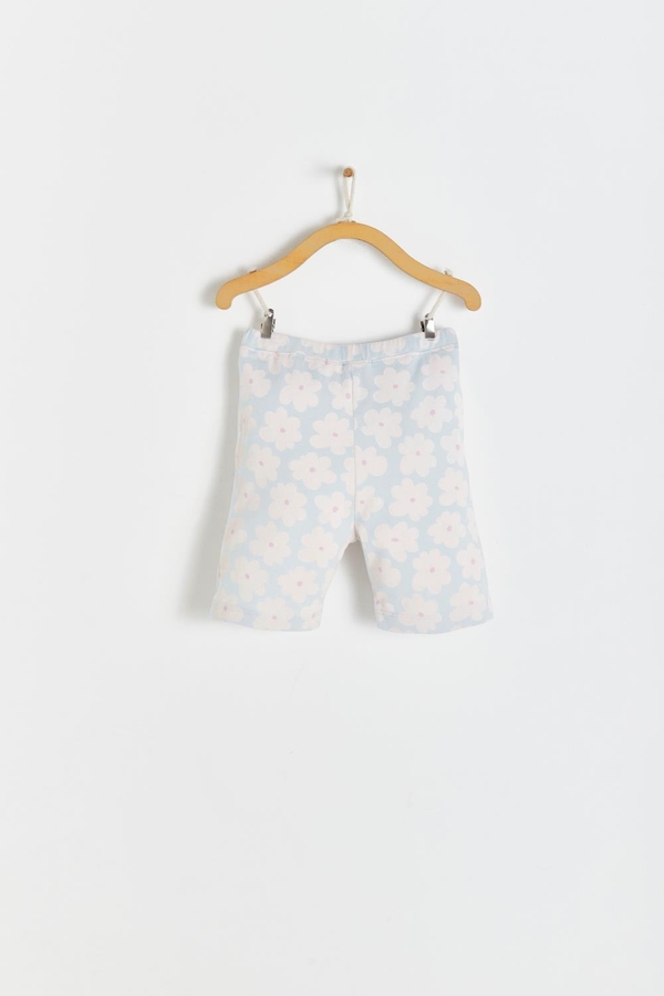 Flower Bike Shorts with elasticized waist. Back view.