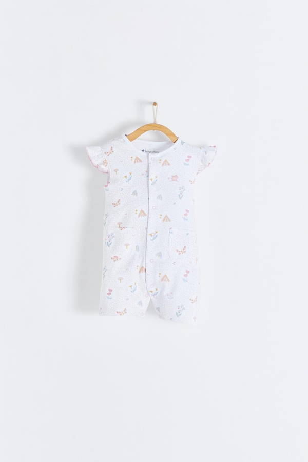 Premium Peruvian Pima Cotton Delphine Short Romper for Infant. Front view