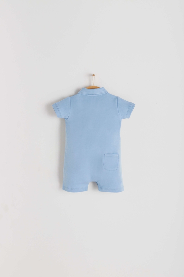 Premium Peruvian Pima Cotton Essentials Polo Romper for Infant. Back view