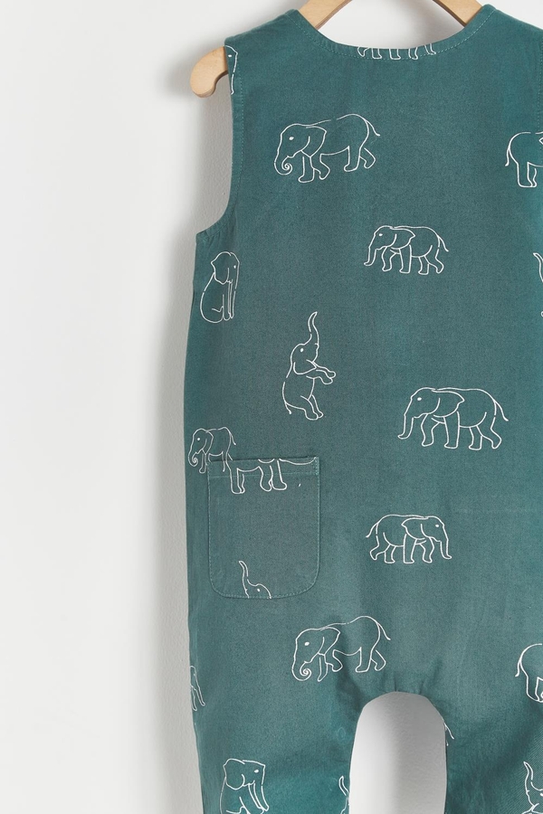 Premium Cotton Raj Playsuit for Infant. Back detail view