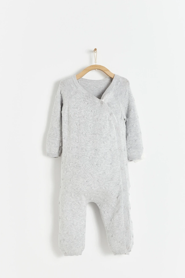 Premium Cotton My First Knit Knitted Playsuit for Infant. Front view