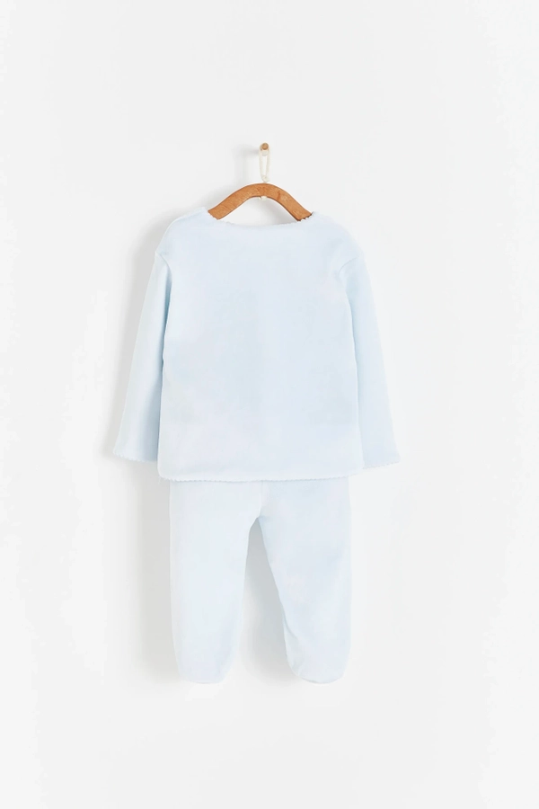 Light Blue Logo Plush Baby Set. Back View