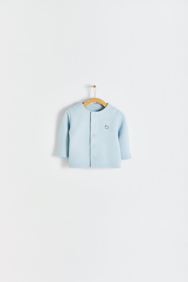 Premium Cotton Oceania Matelasse Cardigan for Infant. Front view