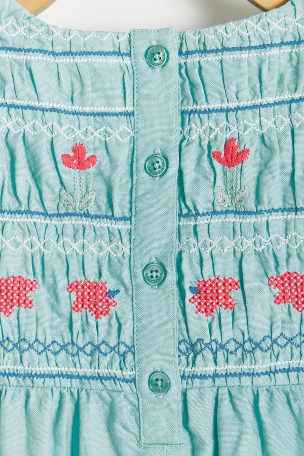 Premium Cotton Elle Dress for Toddler. Back buttons view