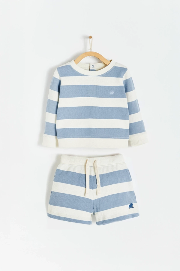 Marsella Striped Baby Set. Front view
