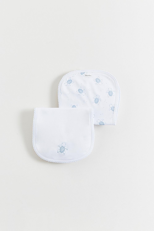 Premium Peruvian Pima Cotton Turtles Curve Burps 2-Pack for Infant. Front view