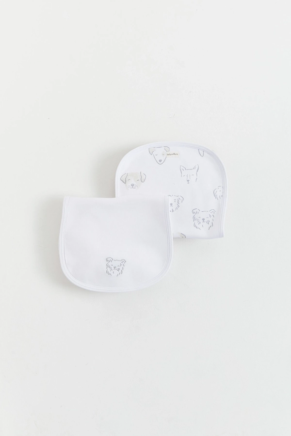 Premium Peruvian Pima Cotton Paws Curve Burps 2-Pack for Infant. Front view