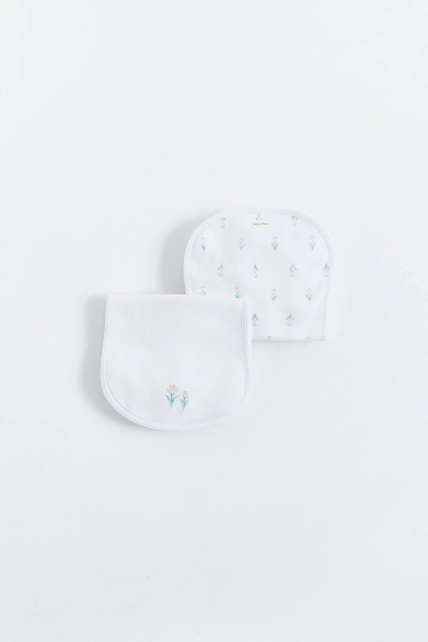 Premium Peruvian Pima Cotton Tulips Curve Burps 2-Pack for Infant. Front view
