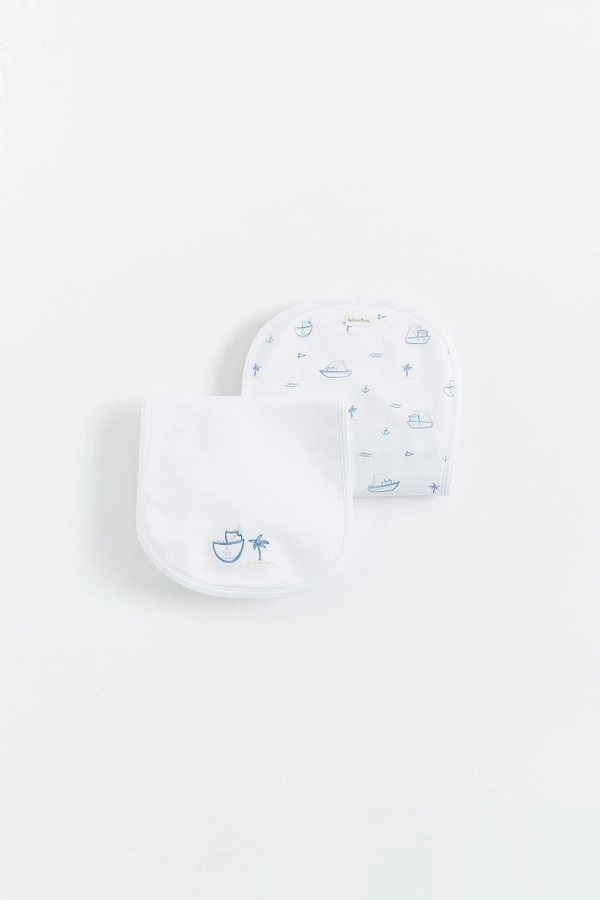 Premium Peruvian Pima Cotton Oceania Curve Burps 2-Pack for Infant. Front view
