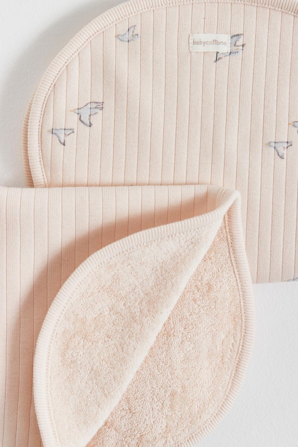 Premium Cotton Goose Curve Burps 2-Pack for Infant. Reverse view