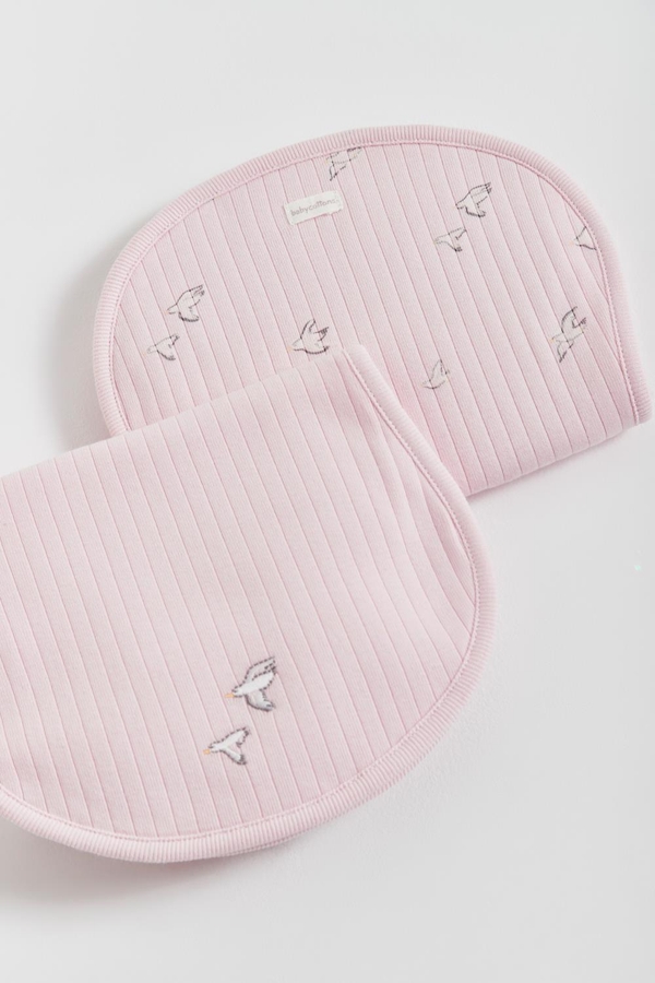 Premium Cotton Goose Curve Burps 2-Pack for Infant. Pattern and embroidery view