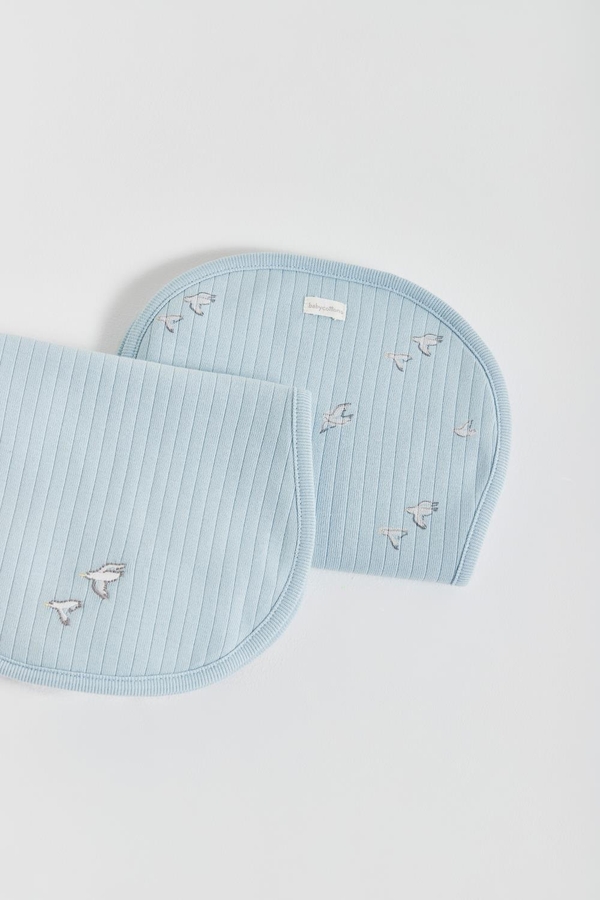 Premium Cotton Goose Curve Burps 2-Pack for Infant. Pattern and embroidery view