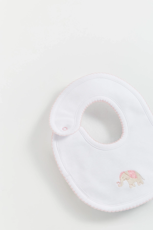 Premium Peruvian Pima Cotton Tika Small Bib for Infant. Emboridery view