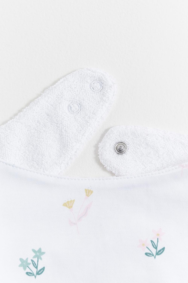 Premium Peruvian Pima Cotton Mila Bandana Bib for Infant, Back snap button view