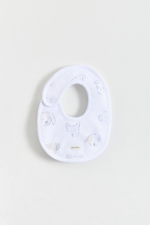 Premium Peruvian Pima Cotton Paws Small Bib for Infant. Front view